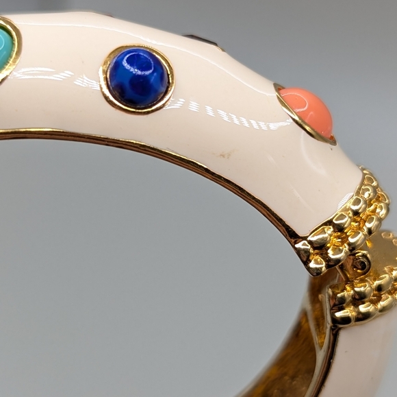 Kenneth Jay Lane Jeweled Enamel Double Hinged Cuff Bracelet - Picture 11 of 13